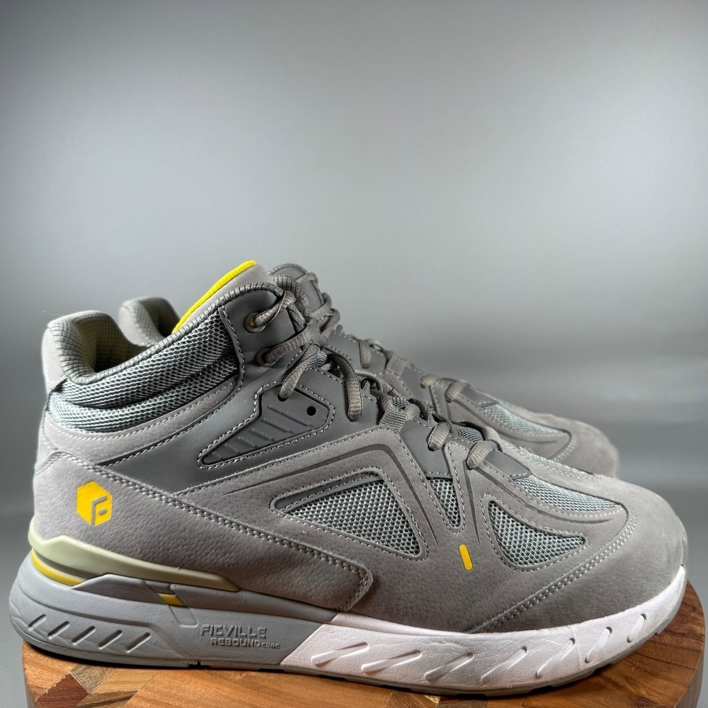 FitVille Mens Gray Yellow‎ Rebound LACE UP Ankle Support Sneakers Shoes 12.5EW